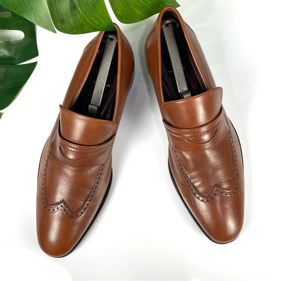 Johnston & Murphy Made in Italy brown leather dress shoes Sz 10.5M 24-0730 - Picture 4 of 14
